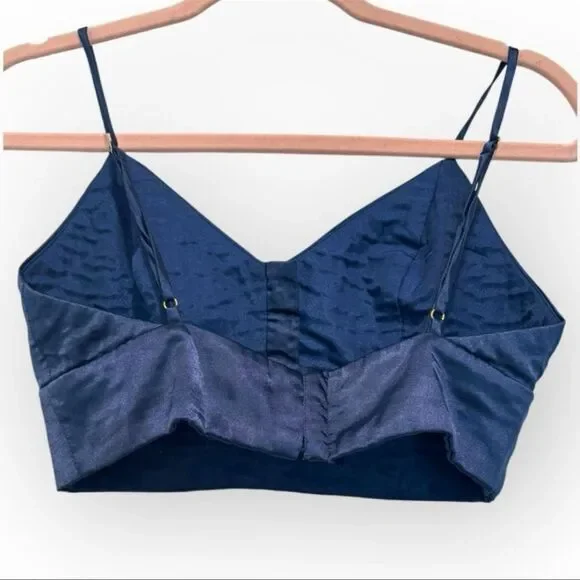 House of Harlow 1960 x Revolve Satin Crop Top - Size Small - Navy Blue - Picture 2 of 6
